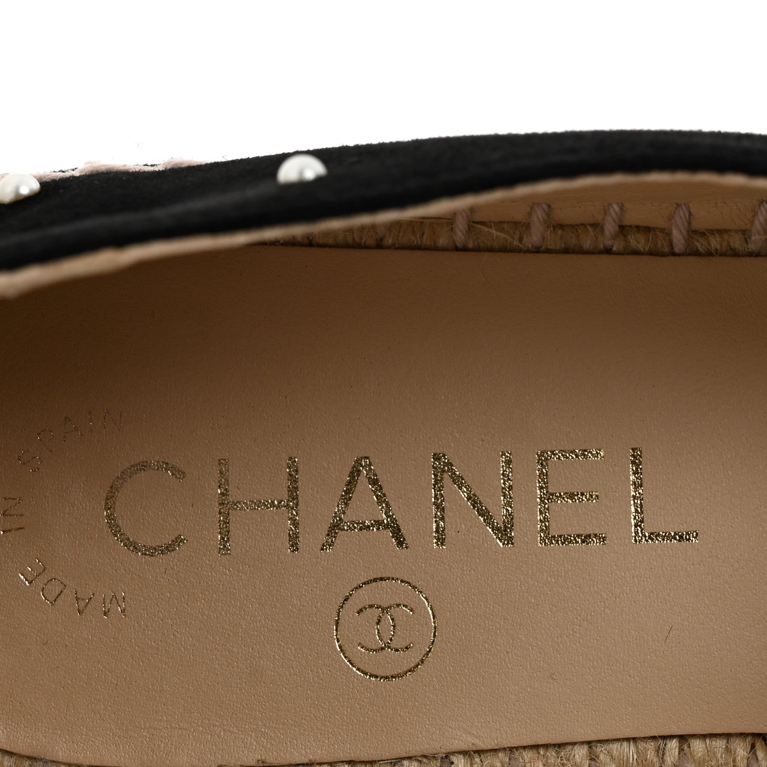 Chanel Suede Pearl CC Espadrilles 37 Black 7 of 10