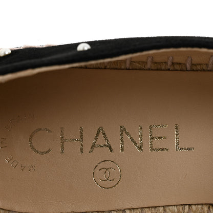 Chanel Suede Pearl CC Espadrilles 37 Black 7 of 10
