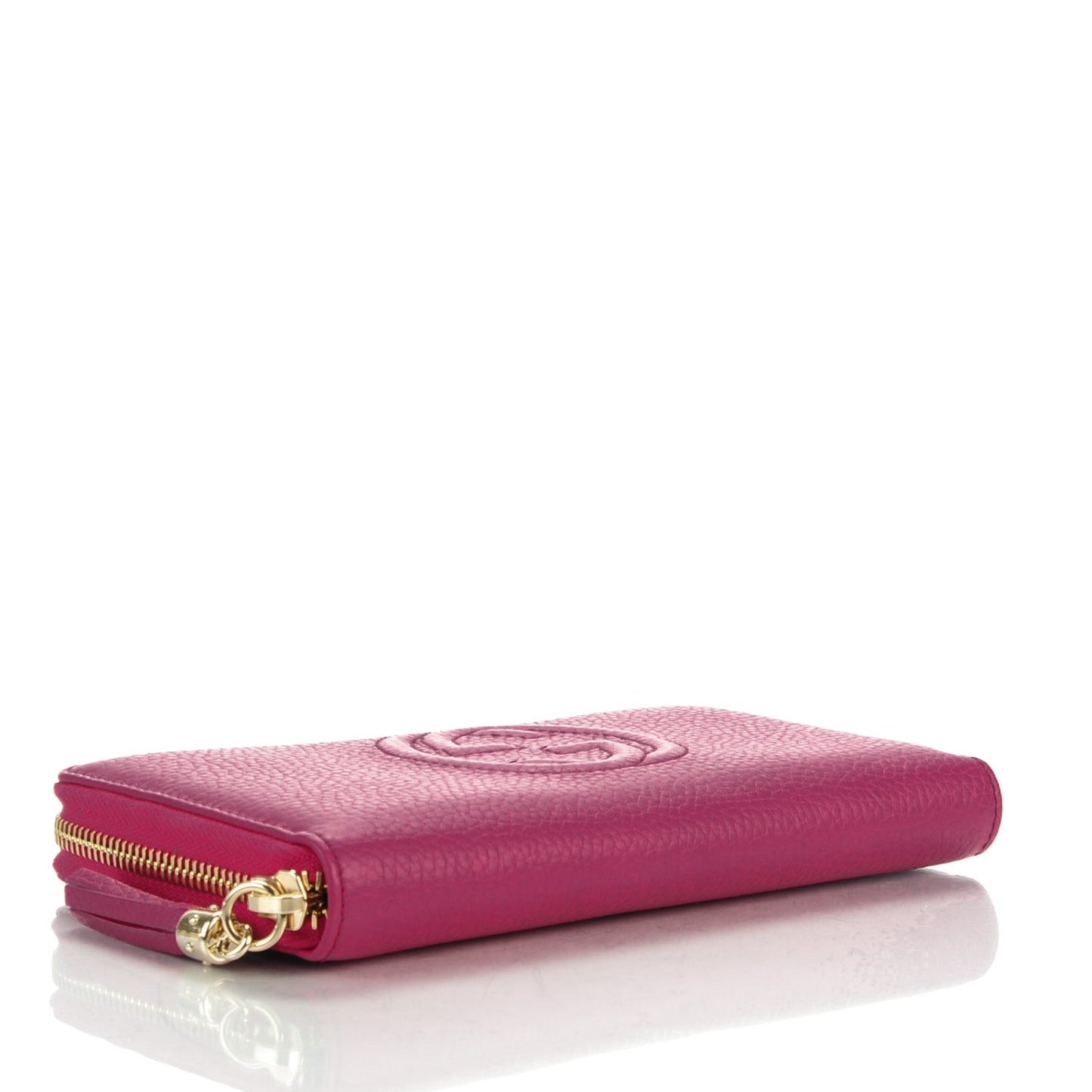 Pebbled Calfskin Soho Zip Around Wallet Bright Bougainvillea