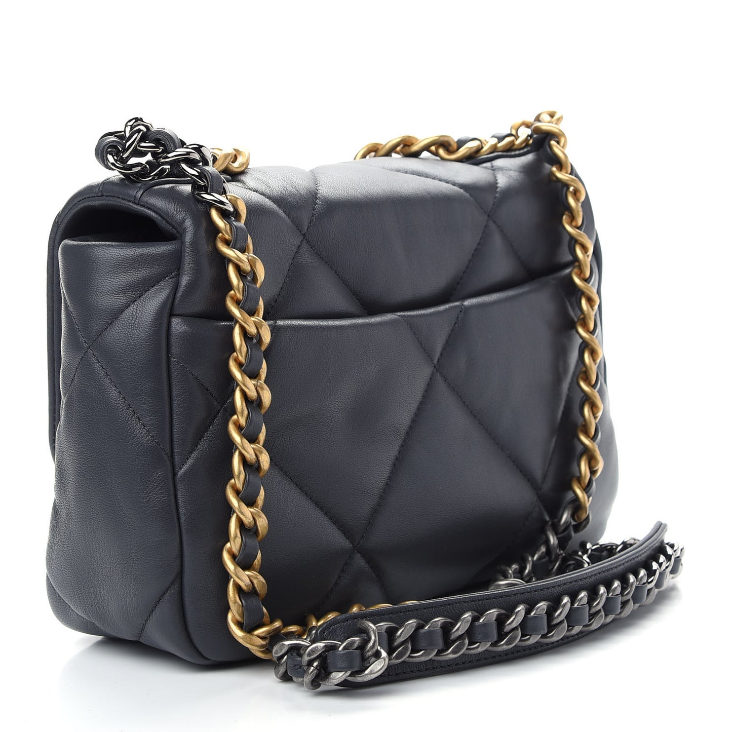 Lambskin Quilted Medium Chanel 19 Flap Dark Grey