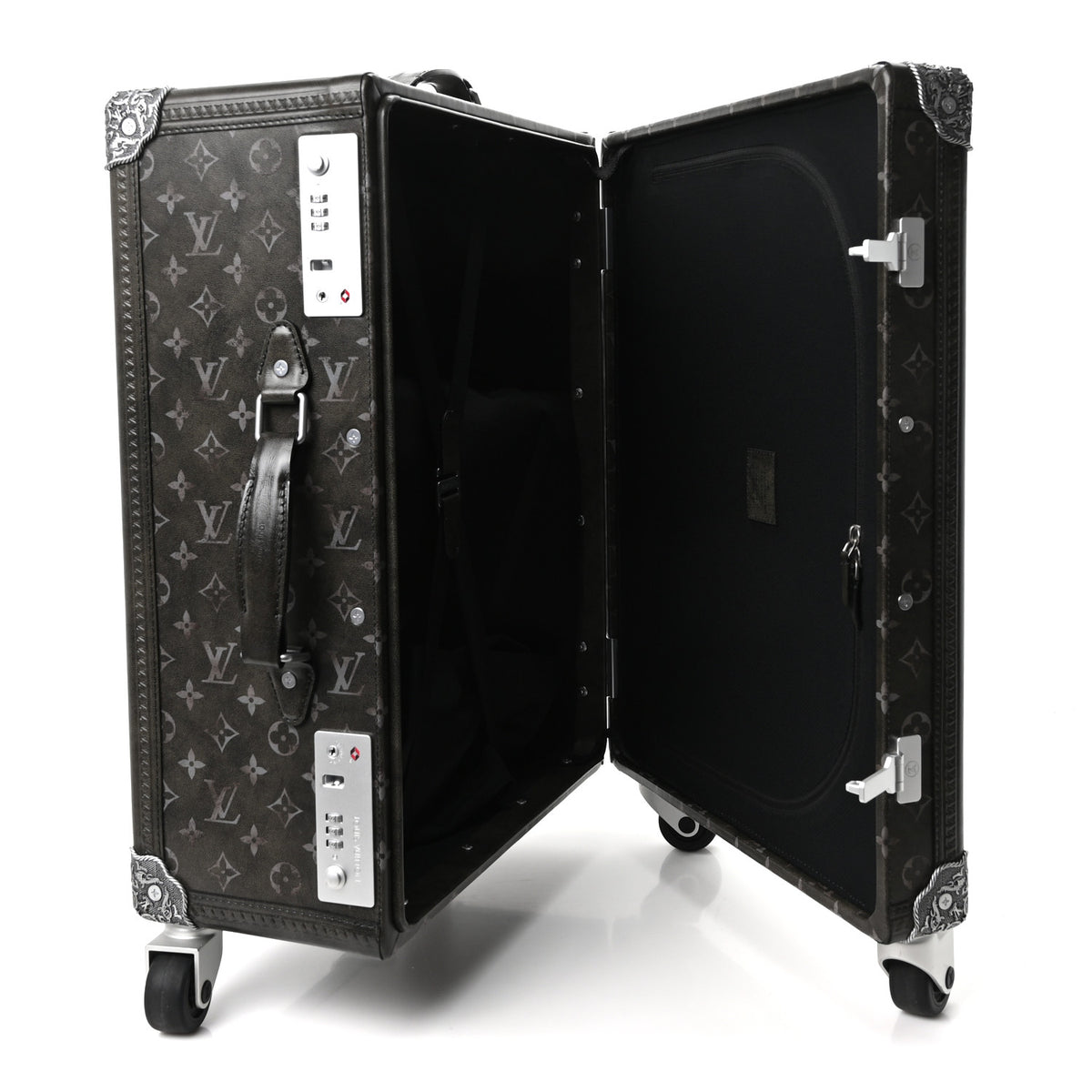 Brushed Monogram Rolling Trunk Black