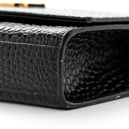 Saint Laurent Calfskin Crocodile Embossed Medium Classic Monogram Kate Tassel Satchel Black 9 of 13