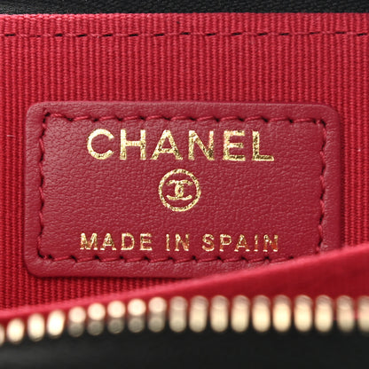 Chanel Lambskin Quilted Chanel 19 Zip Around Coin Purse Wallet Black 6 of 8