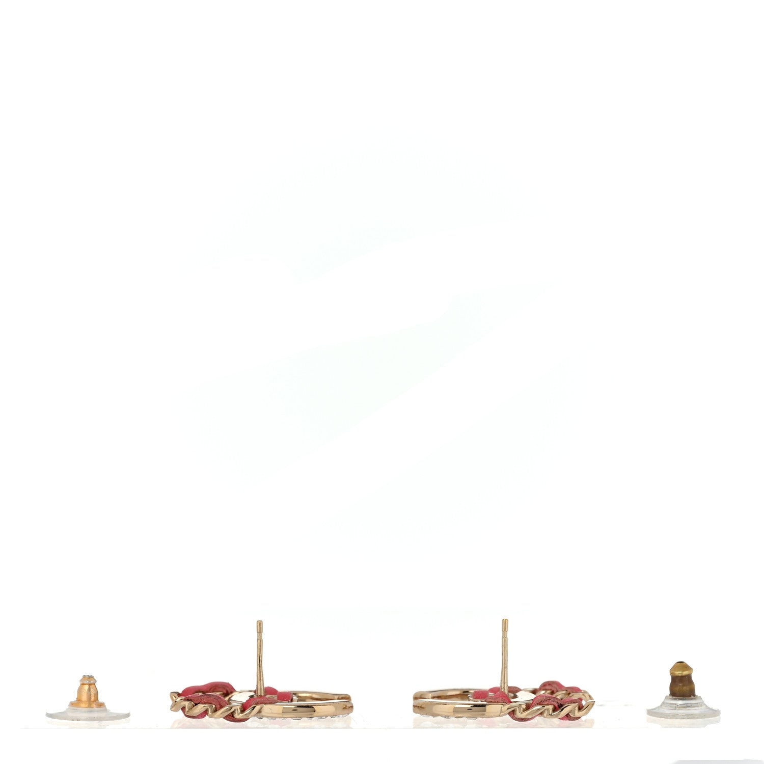 Chanel Lambskin Baguette Crystal CC Chain Earrings Pink Gold 5 of 10