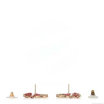 Chanel Lambskin Baguette Crystal CC Chain Earrings Pink Gold 5 of 10