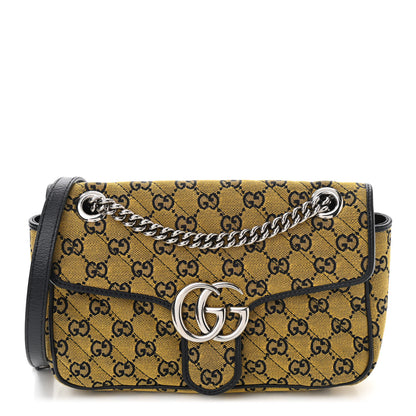 Gucci Monogram Multicolor Matelasse Diagonal Small GG Marmont Shoulder Bag Yellow Blue 1 of 11