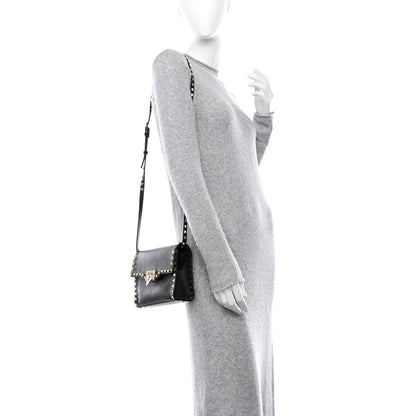 Valentino Garavani Pebbled Calfskin Medium Rockstud Flip Lock Crossbody Bag Black 2 of 11