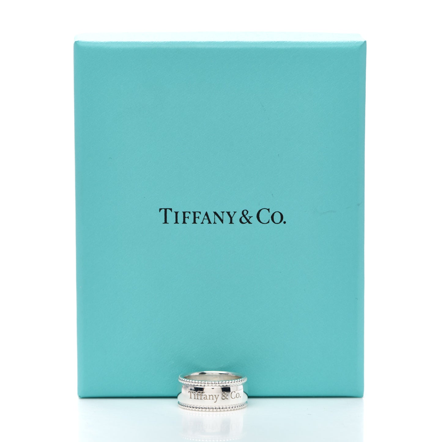 Sterling Silver Milgrain Logo Band Ring 48 4.5