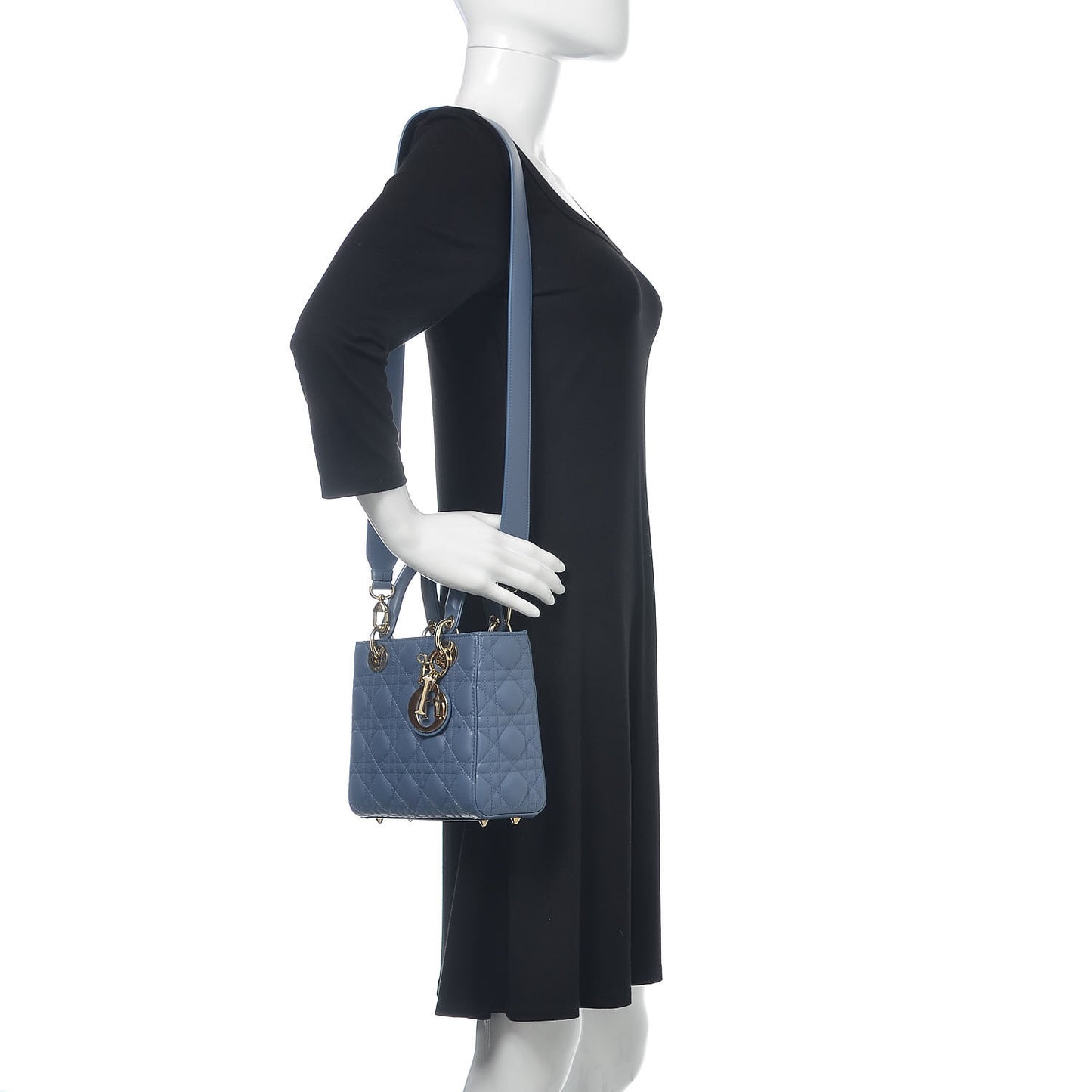 Lambskin Cannage Small Lady Dior Denim