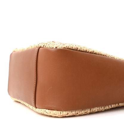 Saint Laurent Raffia Calfskin Le 5 A 7 Small Hobo Natural Brick 11 of 11