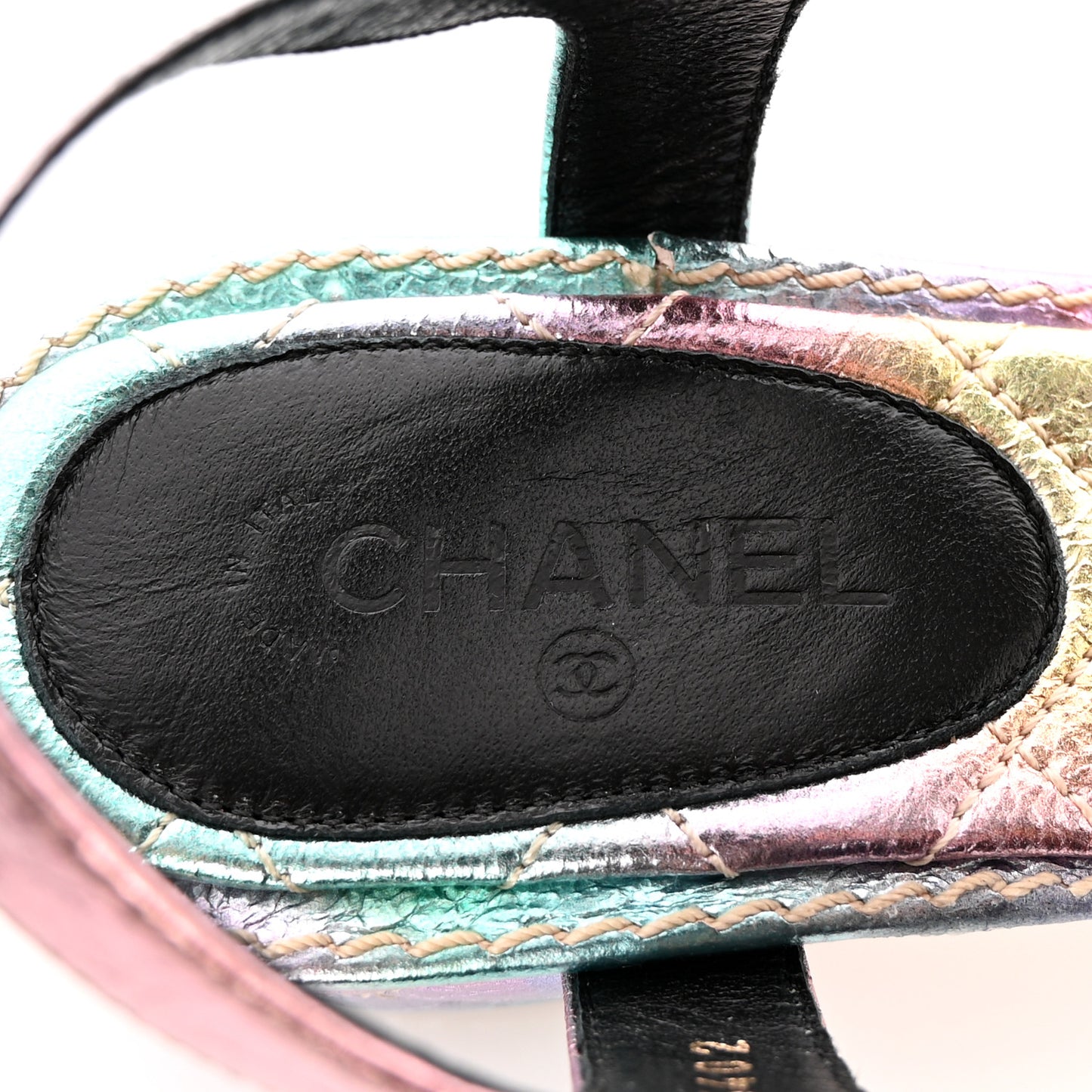 Goatskin Fantasy CC Pearl Thong Sandals 37 Multicolor