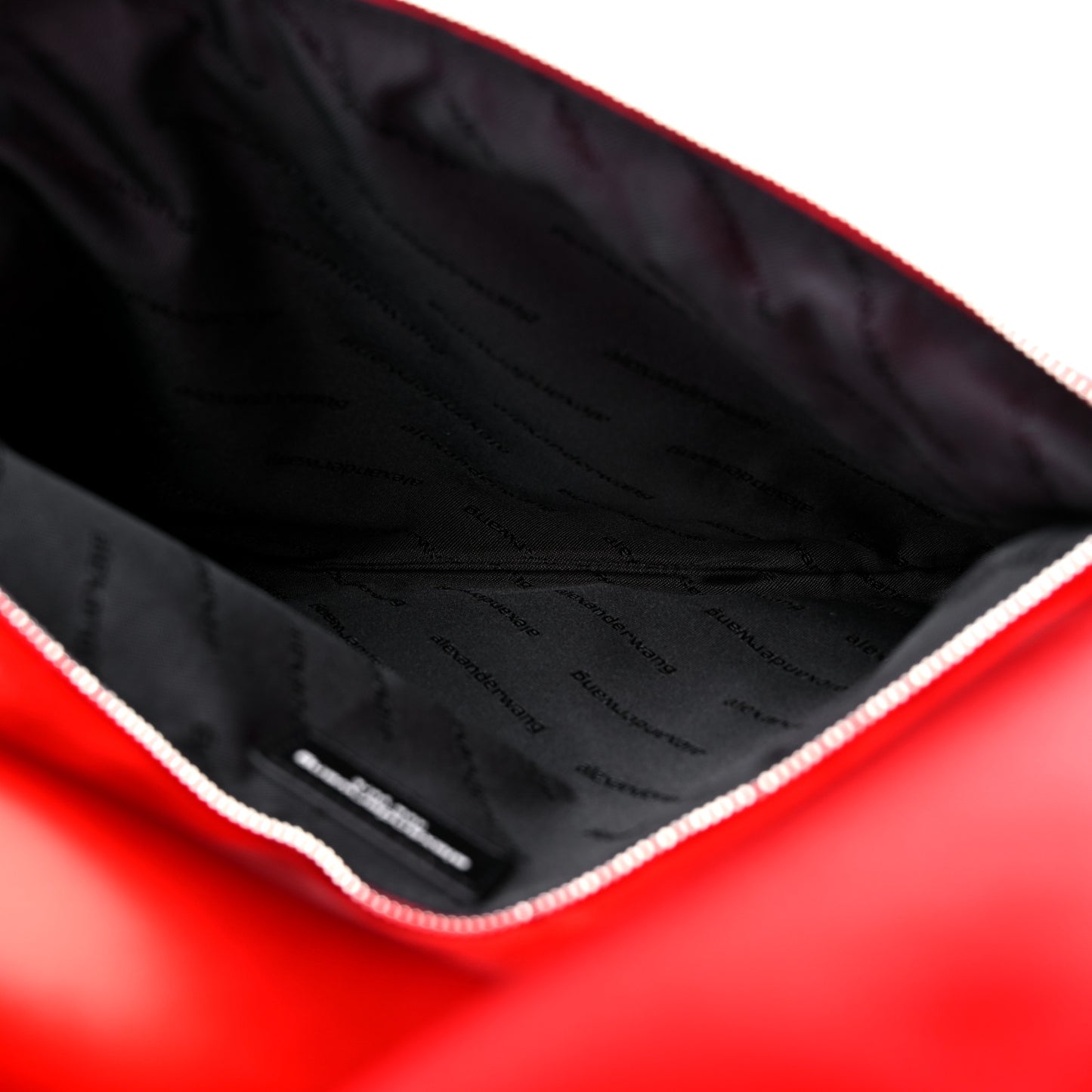 Jacquard Satin Diagonal Logo Large Envelope Pouch Bright Red