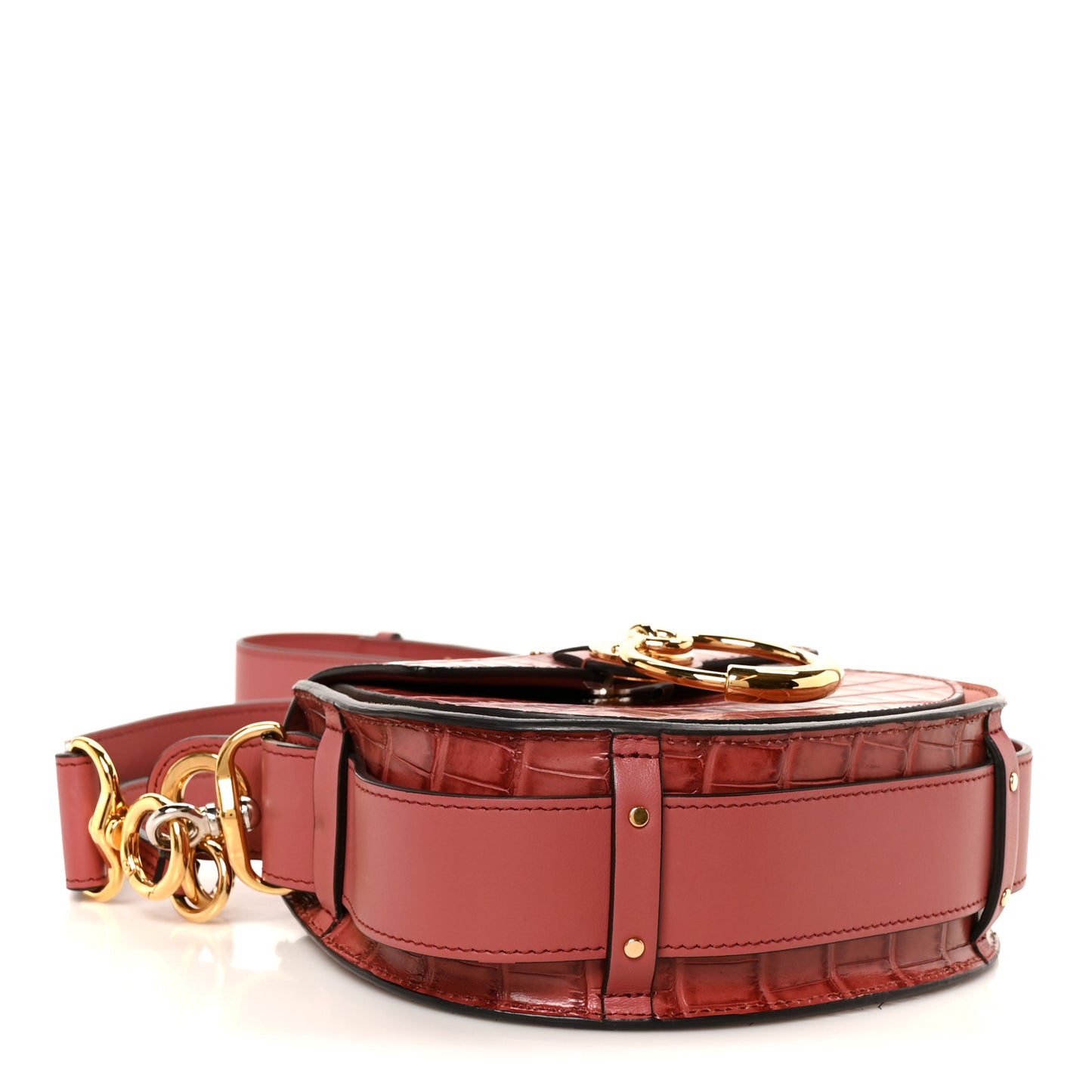 Calfskin Crocodile Embossed Small Tess Bag Rose