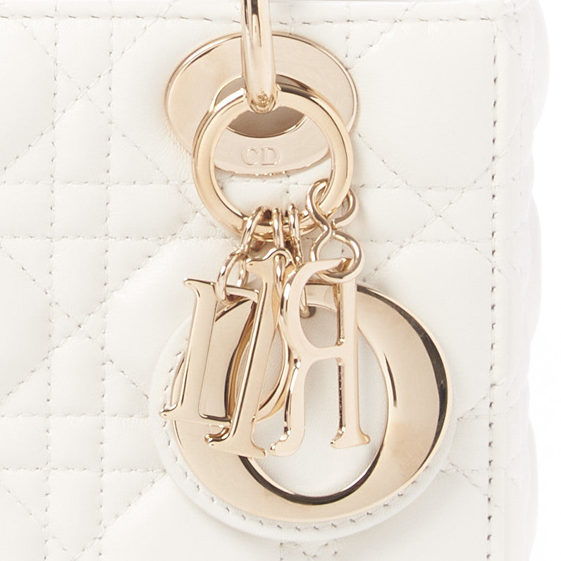 Lambskin Cannage Small My ABCDior Lady Dior White