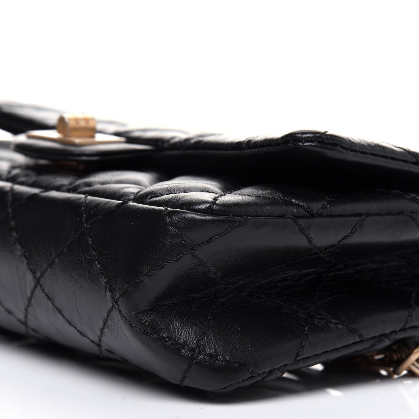 Aged Calfskin Quilted 2.55 Reissue Flap Belt Bag Clutch Black