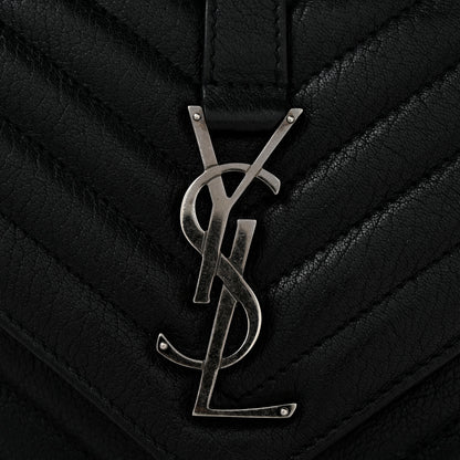 Saint Laurent Sheepskin Matelasse Chevron Monogram Medium College Bag Black 13 of 14