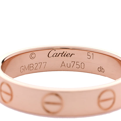 Cartier 18K Pink Gold 3.5mm LOVE Wedding Band Ring 51 5.75 4 of 5