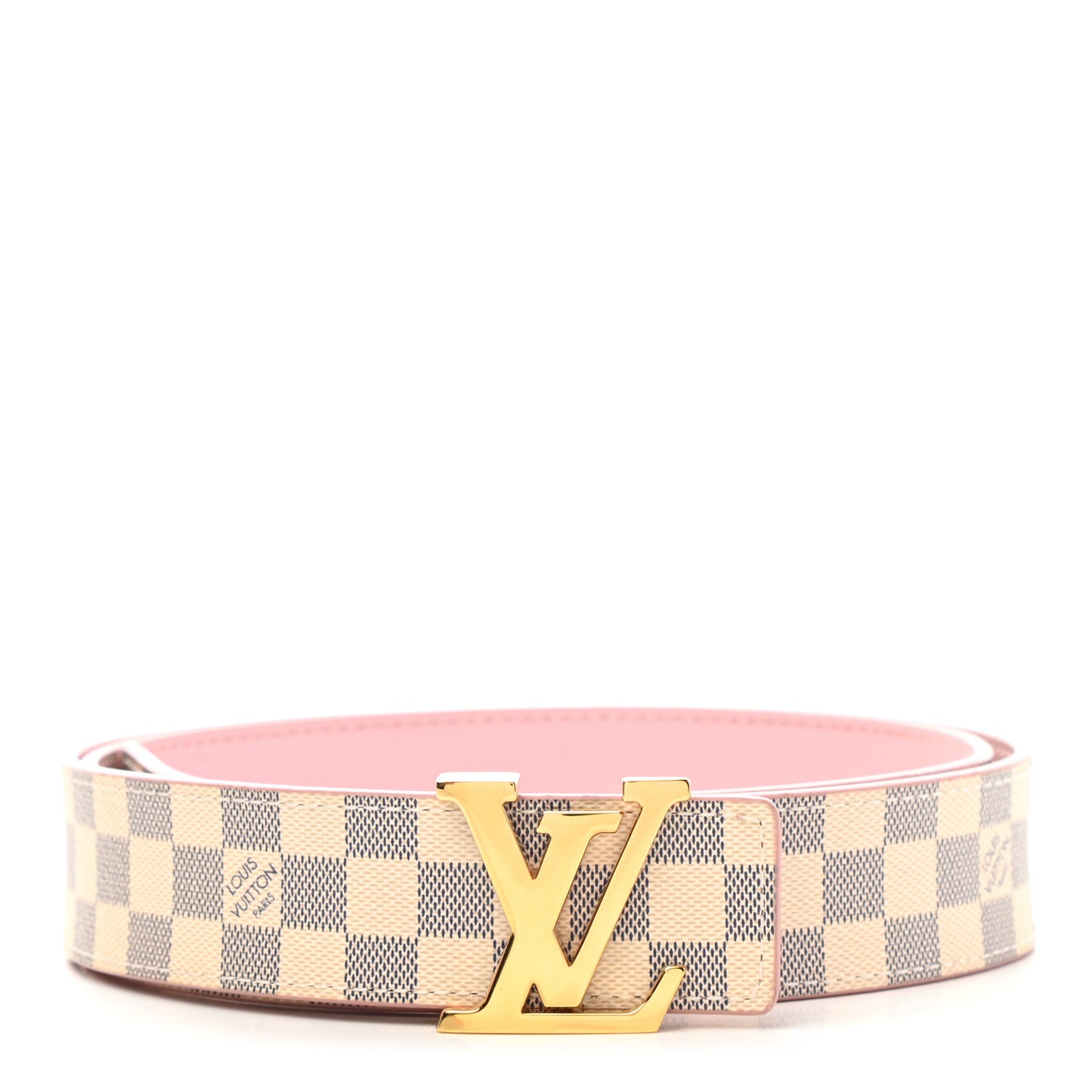 Damier Azur LV Initiales 32mm Belt 85 34 Rose Ballerine