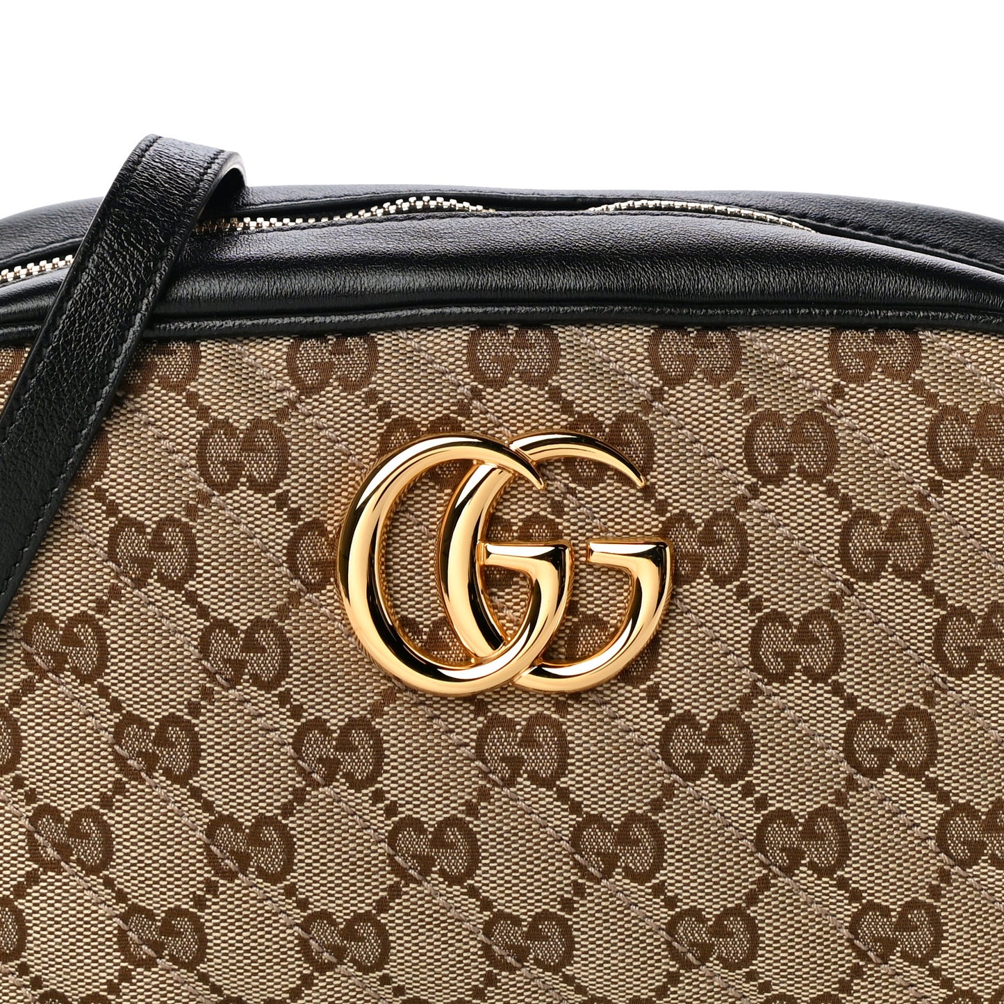 Monogram Matelasse Diagonal Small GG Marmont Chain Shoulder Bag Beige Black