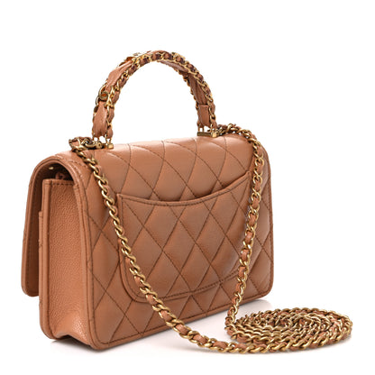 Chanel Shiny Caviar Quilted Pick Me Up Wallet On Chain WOC Beige 3 of 12