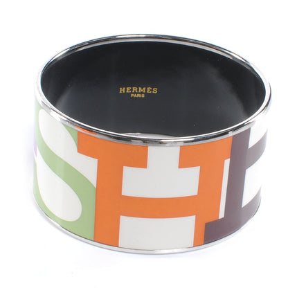 Hermes Enamel Printed Extra Wide Capitales 65 Bracelet 1 of 7