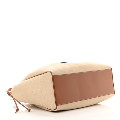 Celine Canvas Calfskin Cuir Triomphe Cabas Drawstring Natural Tan 4 of 11