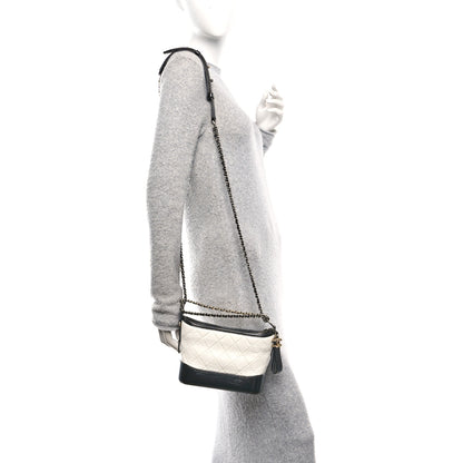 Chanel Aged Calfskin Quilted Small Gabrielle Hobo Black White 2 of 10