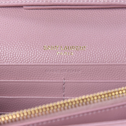 Saint Laurent Grain De Poudre Matelasse Chevron Monogram Chain Wallet Tender Pink 6 of 11