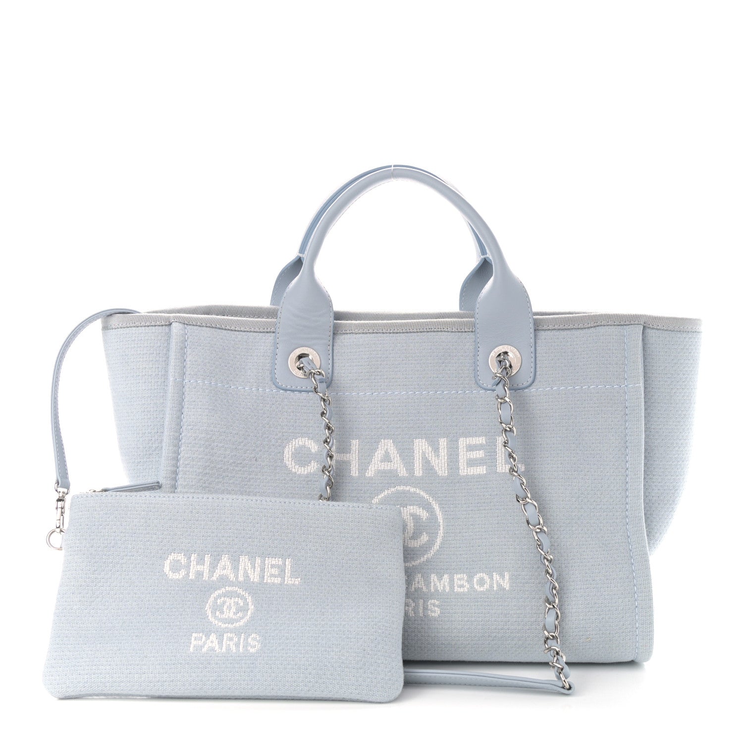 Chanel Mixed Fibers Small Deauville Tote Light Blue 2 of 11