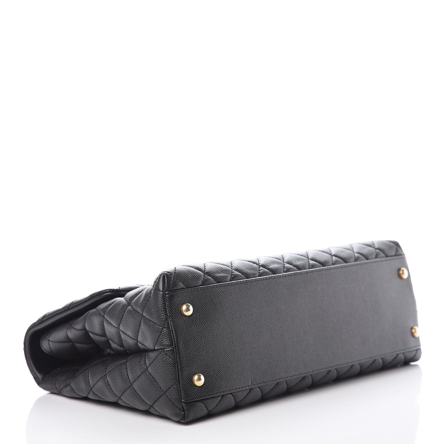 Caviar Lizard Quilted Medium Coco Handle Flap Black
