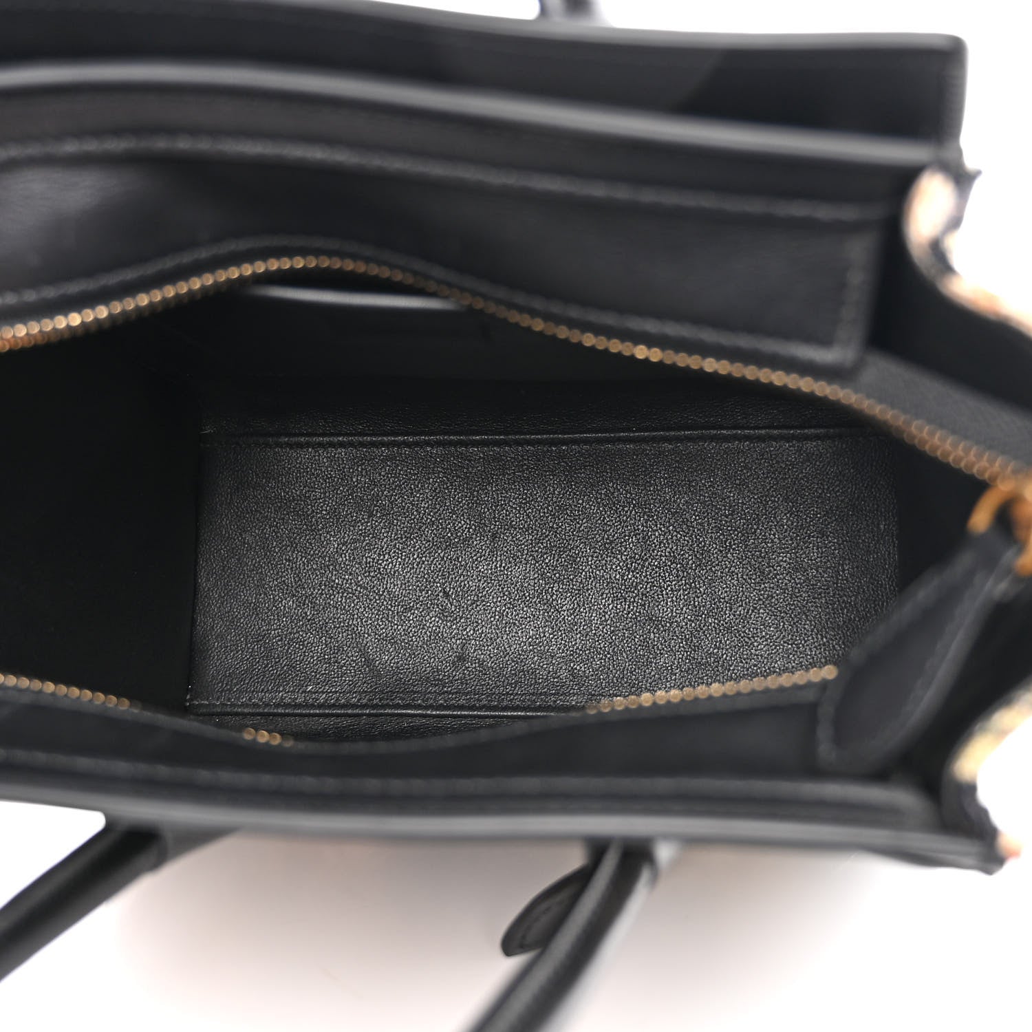 Celine Calfskin Lambskin Canvas Jacquard Floral Nano Luggage Black 5 of 13