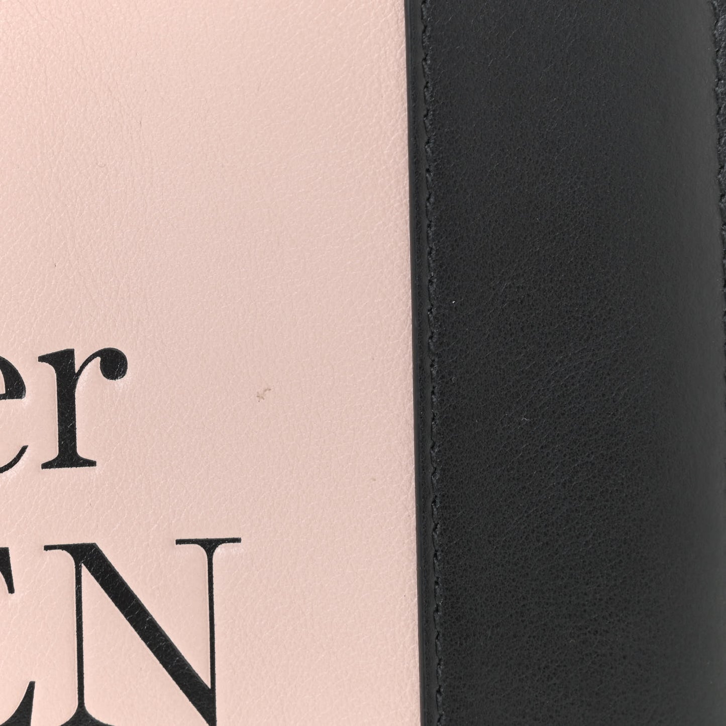 Calfskin Zipped Logo Wristlet Pink Black