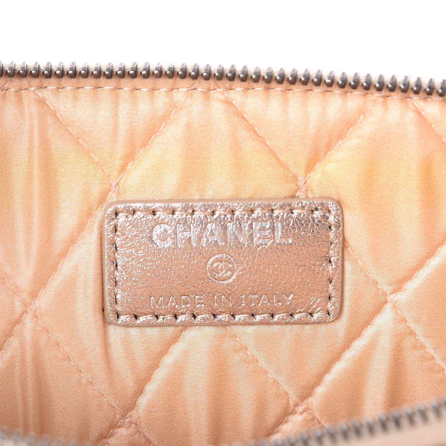 Chanel Metallic Perforated Lambskin Quilted Medium Cosmetic Case Light Gold 6 of 8