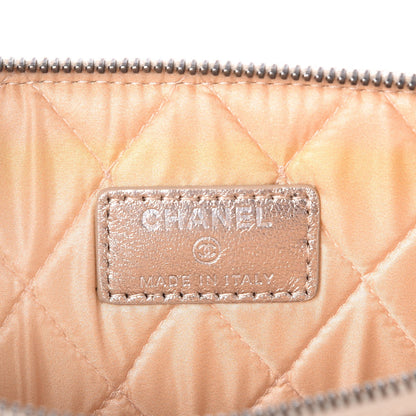 Chanel Metallic Perforated Lambskin Quilted Medium Cosmetic Case Light Gold 6 of 8