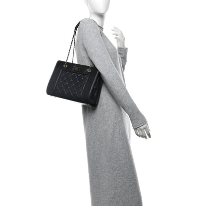 Chanel Sheepskin Quilted Small Mademoiselle Vintage Shopping Tote Black 2 of 10