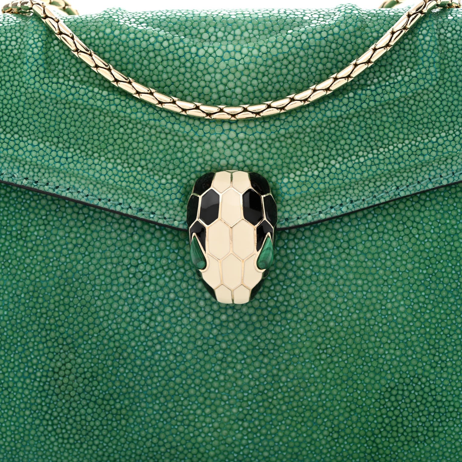 Bulgari Galuchat Calfskin Serpenti Forever Crossbody Bag Green 9 of 13