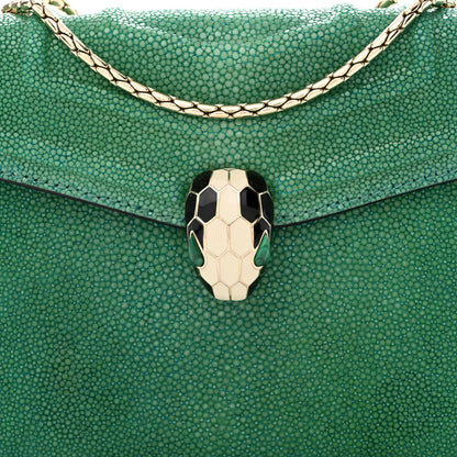 Bulgari Galuchat Calfskin Serpenti Forever Crossbody Bag Green 9 of 13