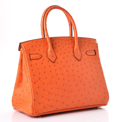 Hermes Ostrich Birkin 30 Orange 3 of 33