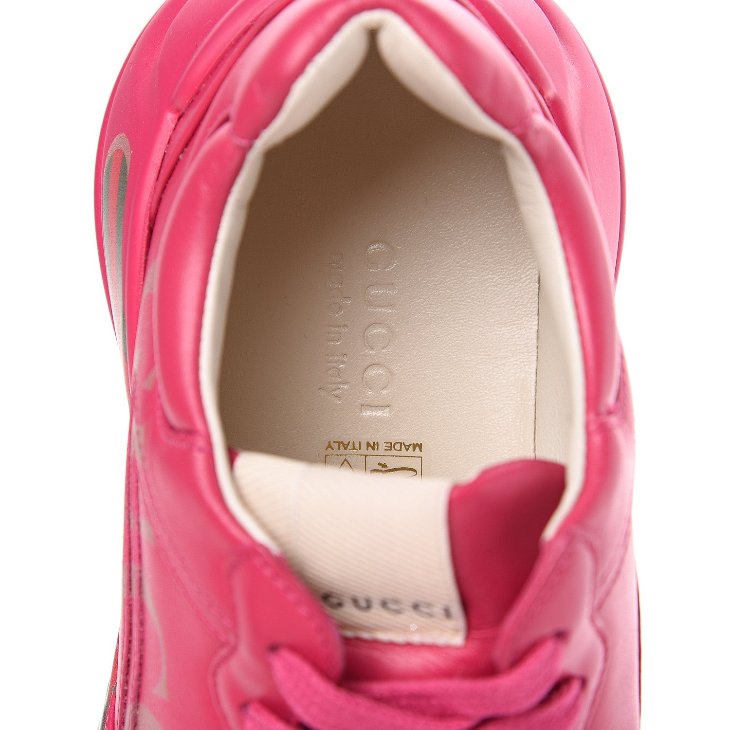Gucci Calfskin Logo Womens Rhyton Sneakers 35.5 Box Pink 6 of 9