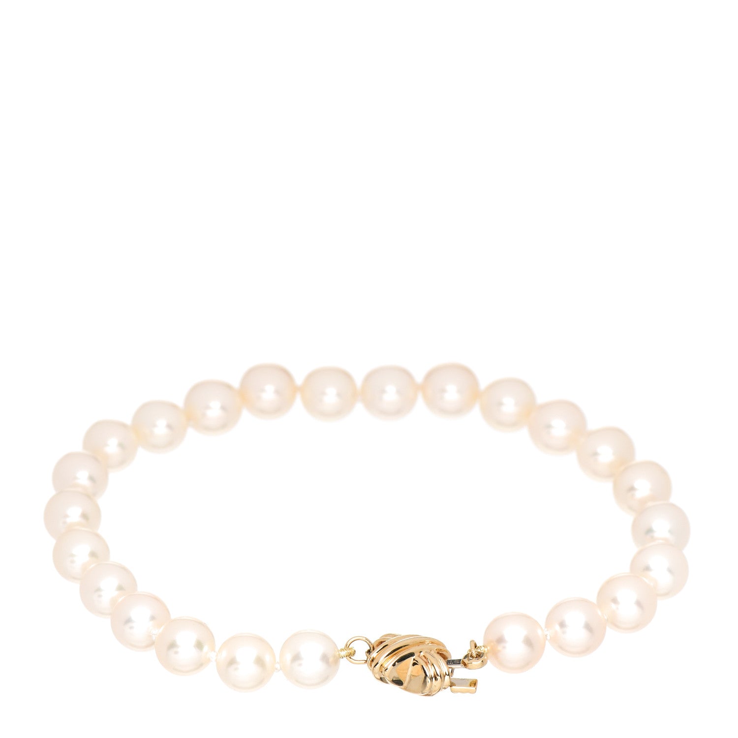 Tiffany 18K Yellow Gold Pearl 7mm Signature Pearls Bracelet 1 of 4