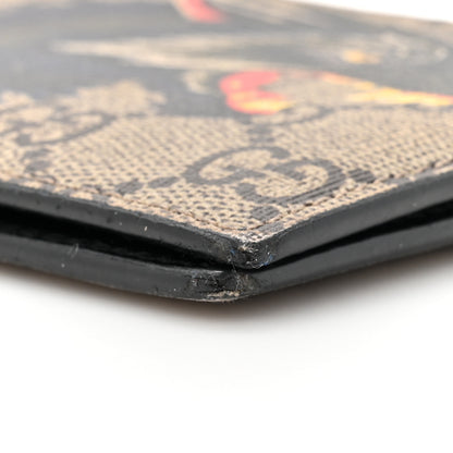 Gucci GG Supreme Monogram Selleria Calfskin Wolf Nice Bi-Fold Wallet Beige Ebony Multicolor Black 9 of 12