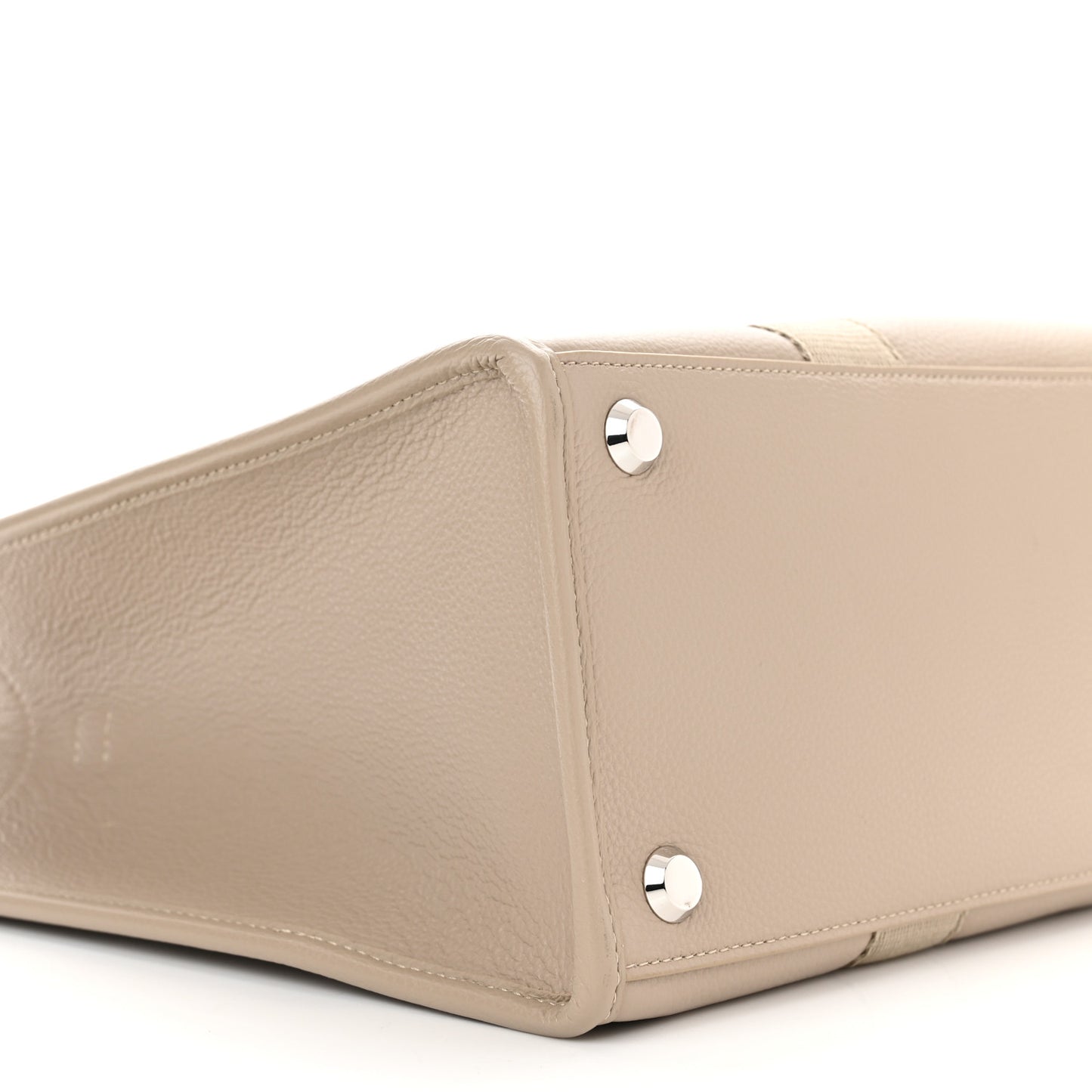 Grained Calfskin Hardware Tote Taupe