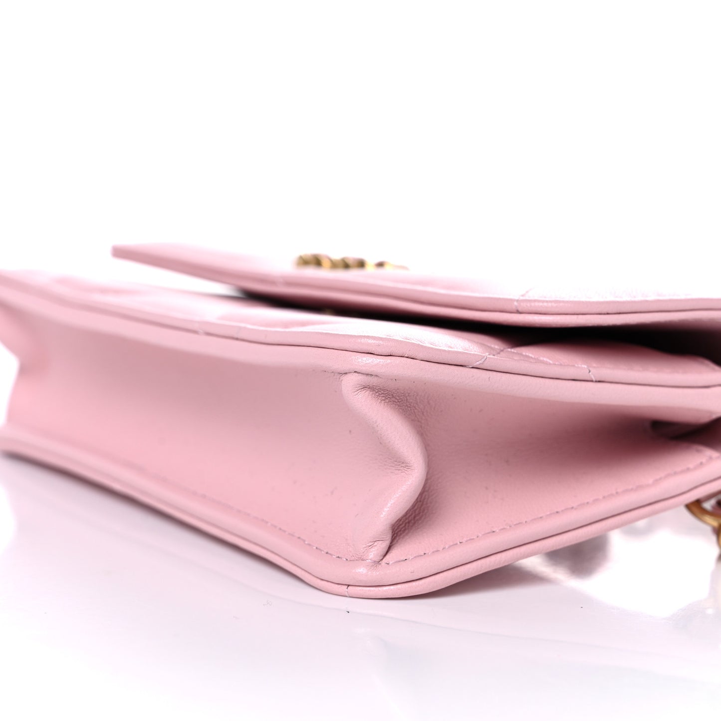 Lambskin Quilted Chanel 19 Belt Phone Holder Bag Pink