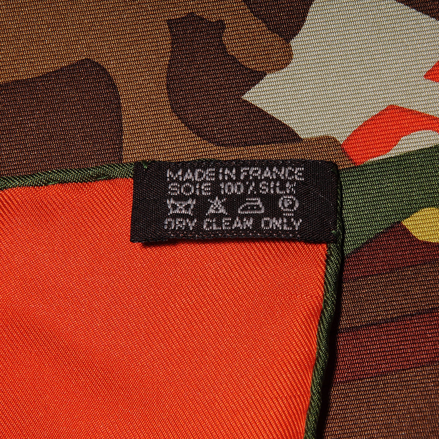 Hermes Silk Ex Libris En Camouflage Scarf 90 Orange 4 of 4