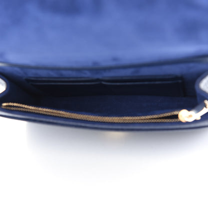 Christian Dior Grained Calfskin Diorama Wallet on Chain Pouch Blue 5 of 9