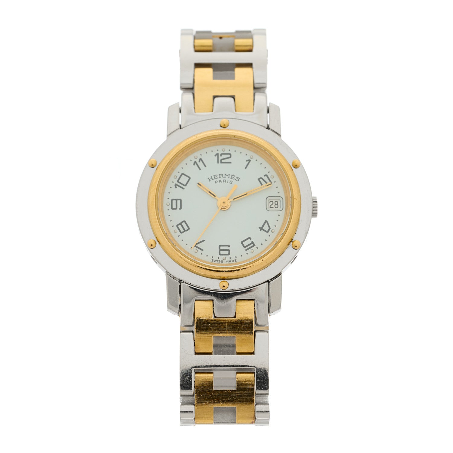 Hermes Stainless Steel 24mm Clipper Quartz Watch Gold 1 of 4