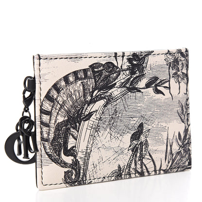 Christian Dior Calfskin Toile de Jouy Carnivora Card Holder Black White 3 of 8