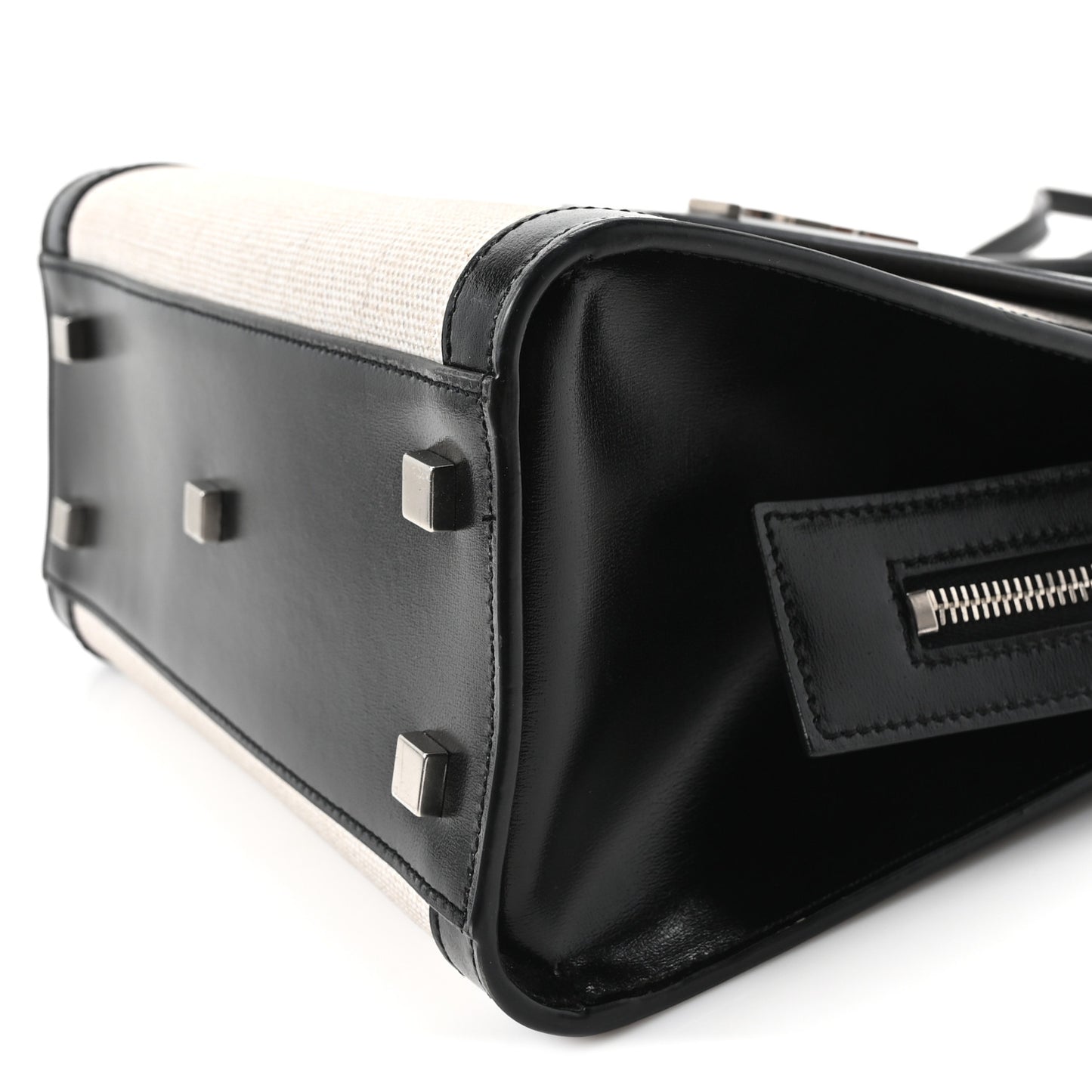 Canvas Calfskin Small Uptown Tote Black