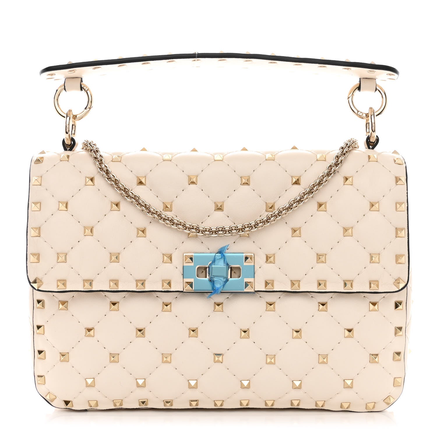 Valentino Garavani Lambskin Medium Rockstud Spike Shoulder Bag White 1 of 9