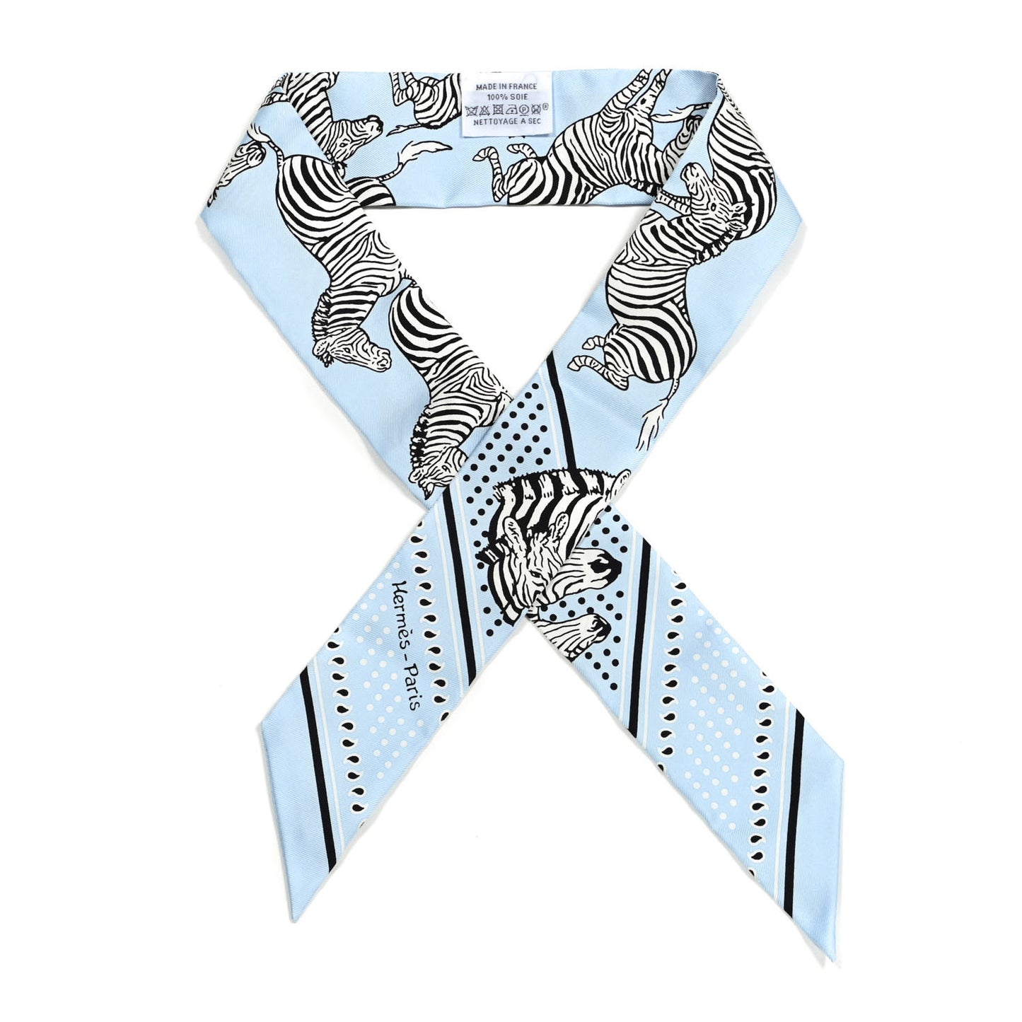 Silk Les Zebres Twilly Ciel Black White